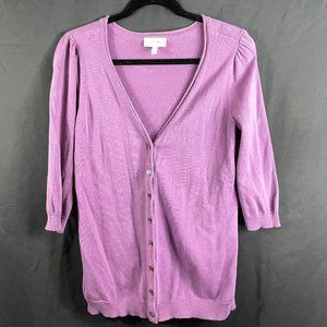 Fashion Bug Size Small Purple V neck cardigan 3/4 sleeve
